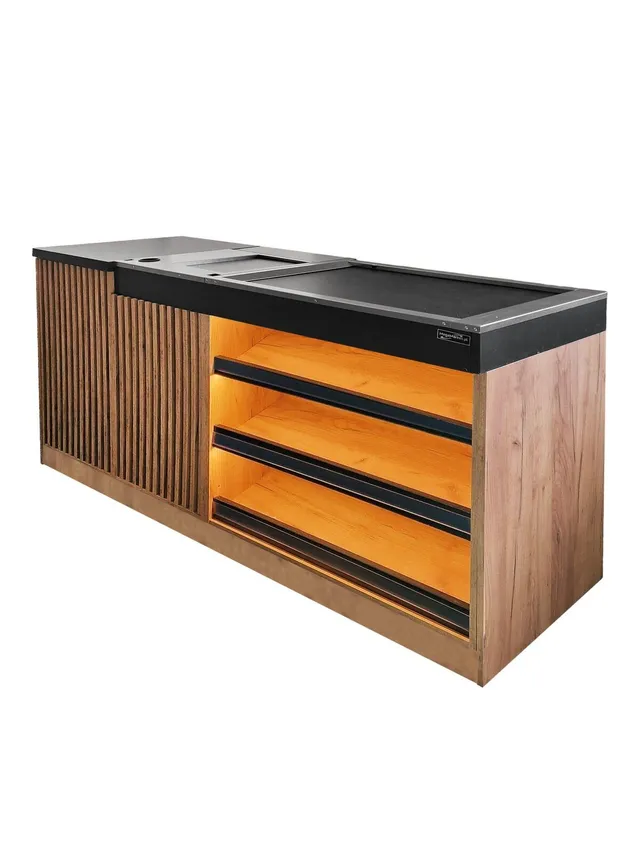 Mega-M banco cassa negozio 200x65x92 cm nastro rovere kraft