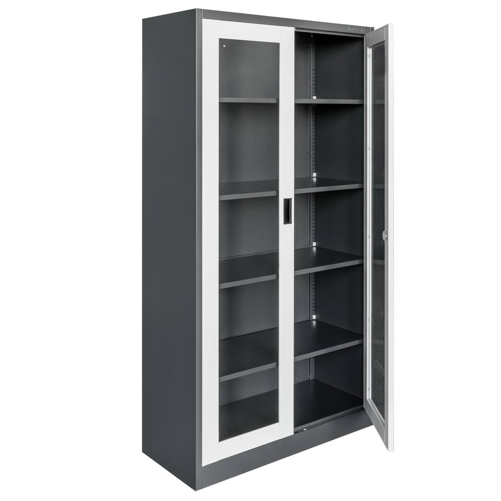 Mega-M Wenus armadio metallico con vetro 90x40x185 cm grafite