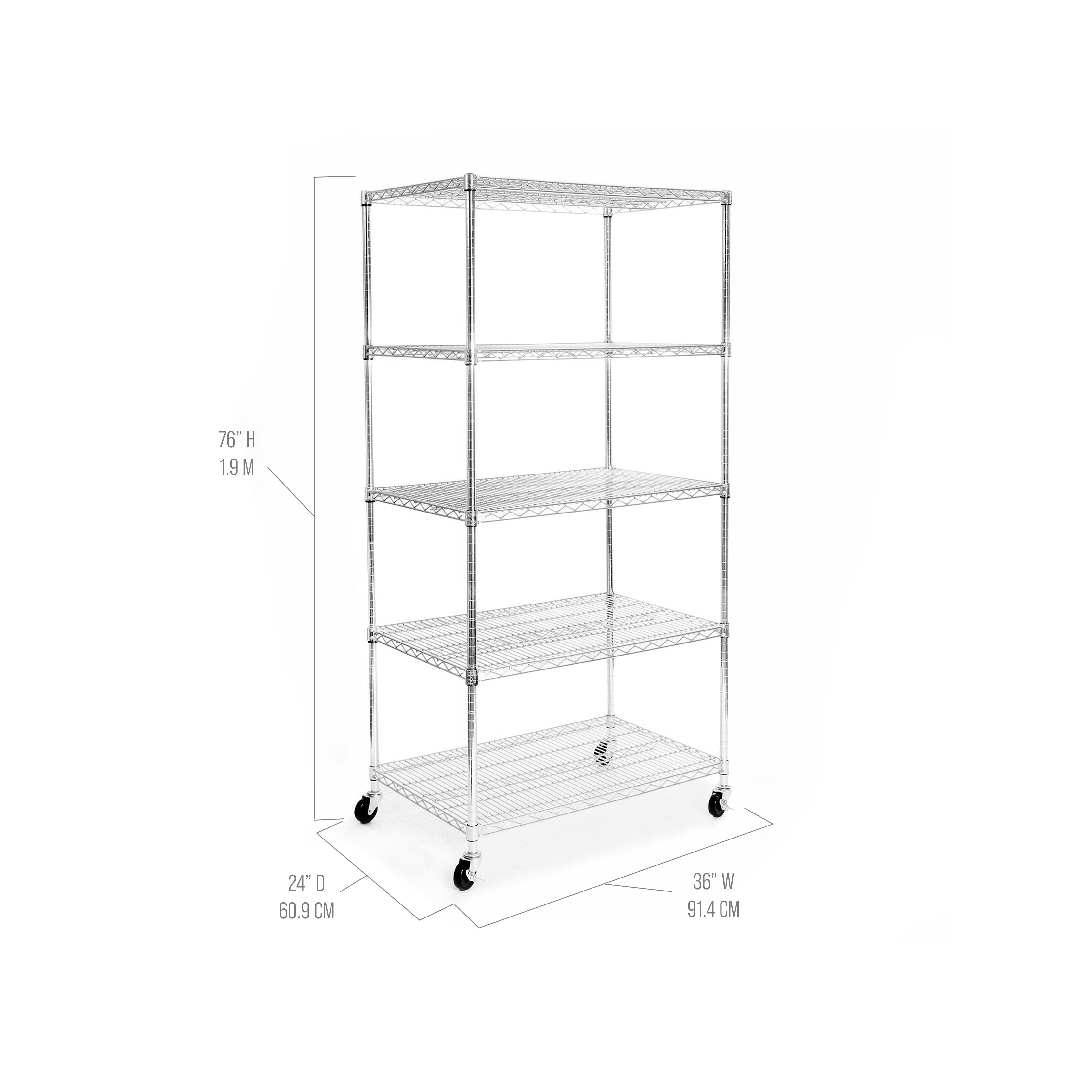 Seville Classics UltraDurable SHE24365B scaffale 5 ripiani acciaio
