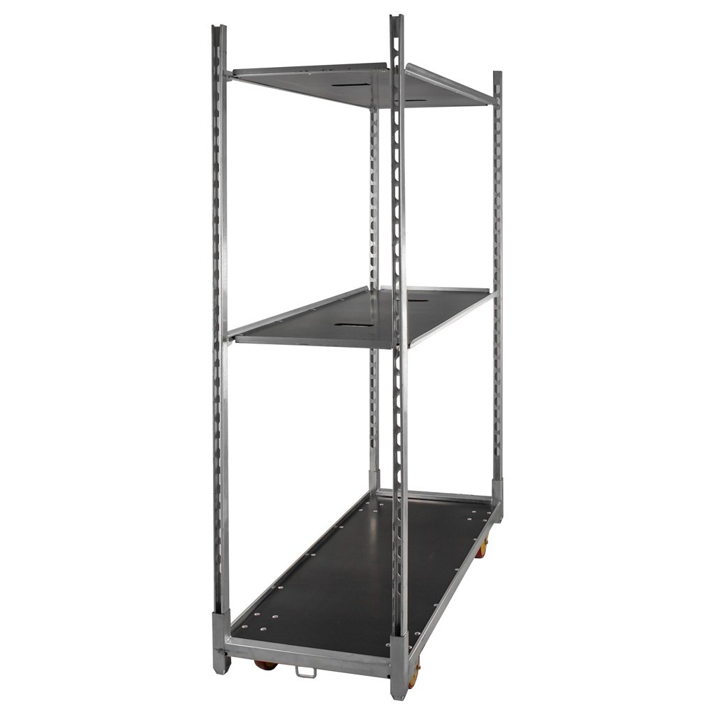Mega-M carrello danese fiori base+2 ripiani zincato