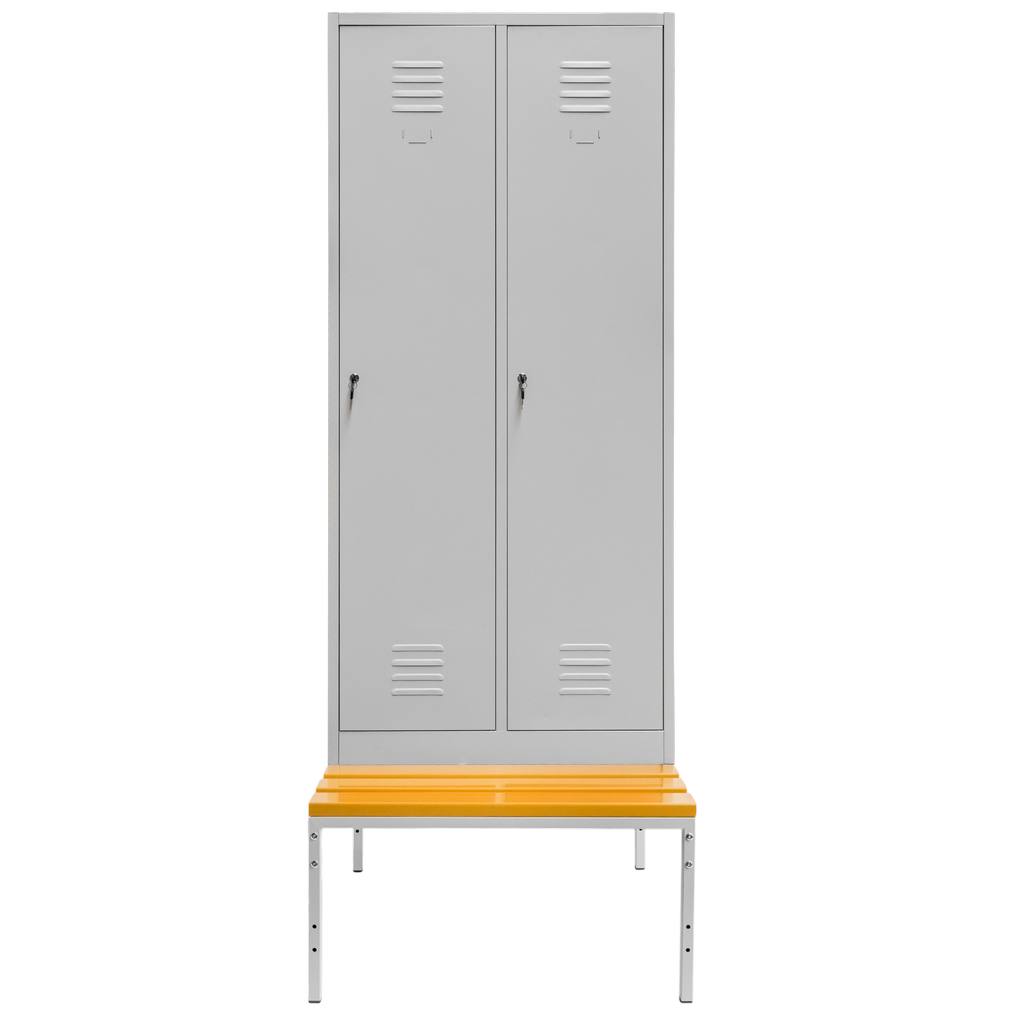 Mega-M S-80 armadietto spogliatoio 2 ante grigio con panca