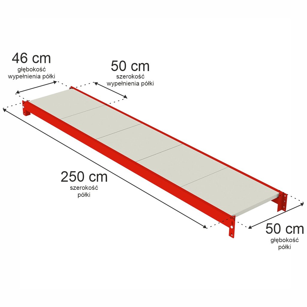 Mega-M Fortis ripiano scaffale 250x50 cm portata 250 kg