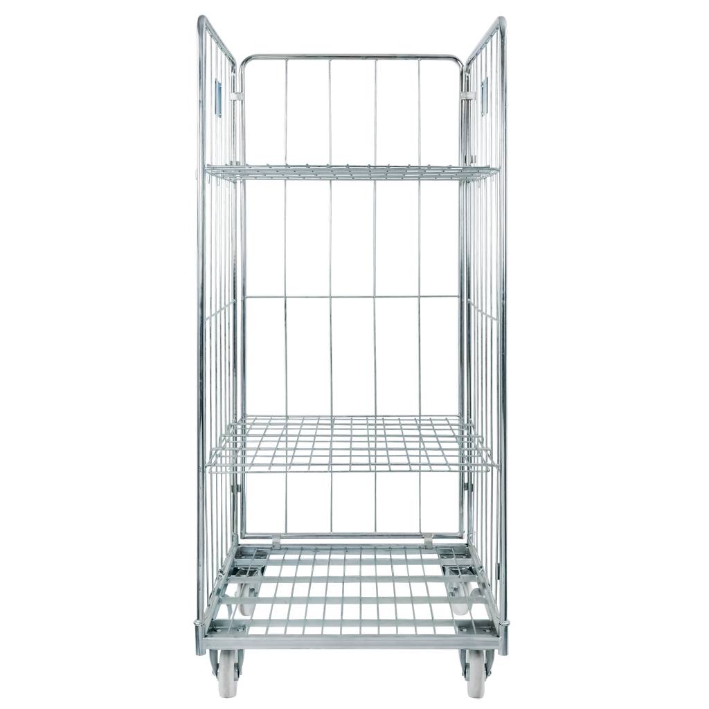 Mega-M Universal roll container zincato 3 sponde 2 ripiani
