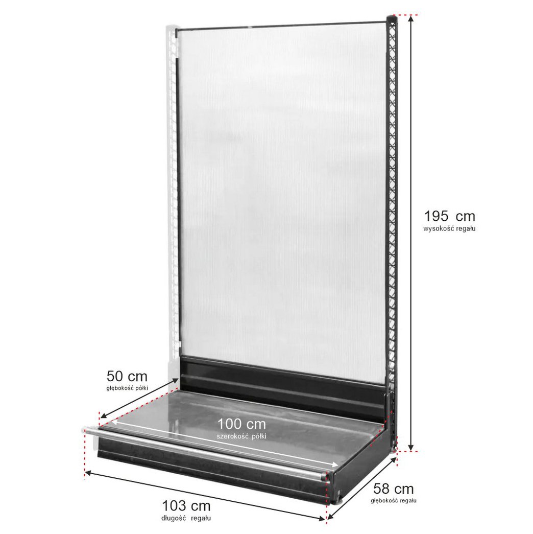 Wanzl scaffale da negozio a parete H 195 L 103 cm policarbonato