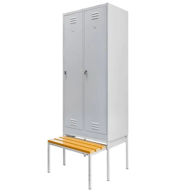 Mega-M armadietto spogliatoio 2 ante 80 cm grigio con panca