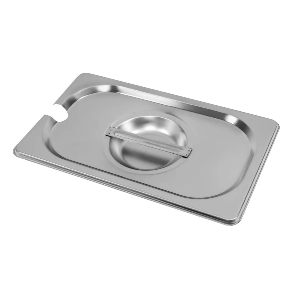 Mega-M GN 1/4 coperchio inox con foro mestolo 26,5x16,2 cm