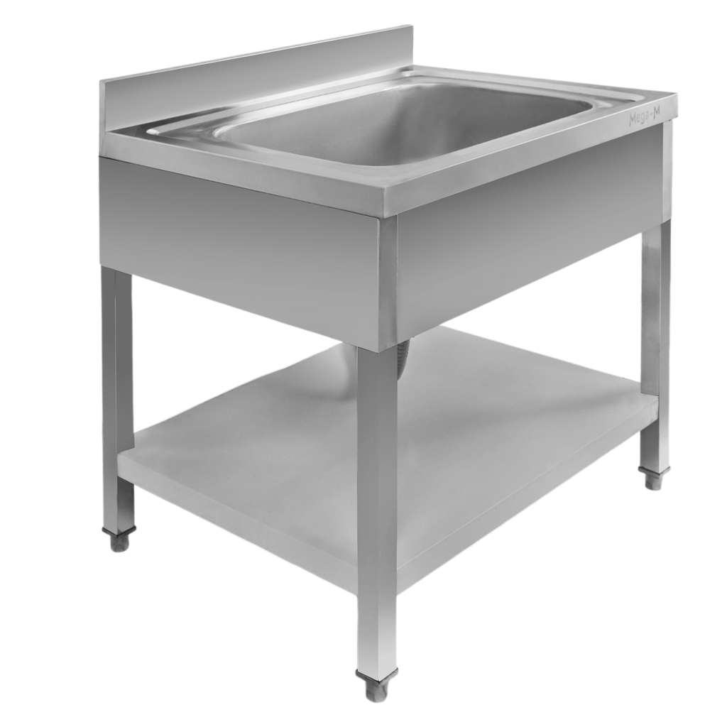 Mega-M 80x60x85 Lavello Gastronomico 1 Vasca Inox con Ripiano