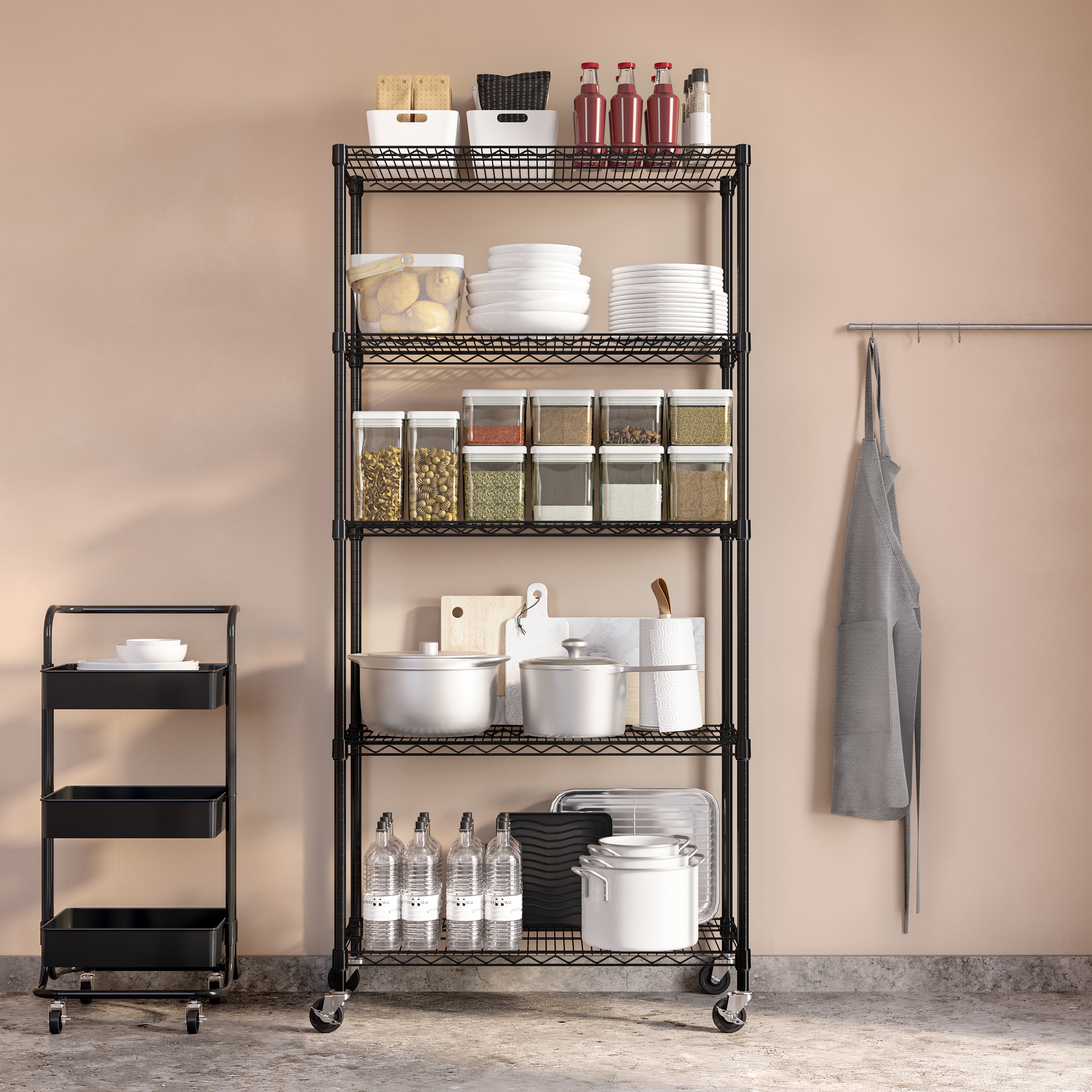 Seville Classics Scaffale Acciaio 5 Ripiani 91x36 cm Nero
