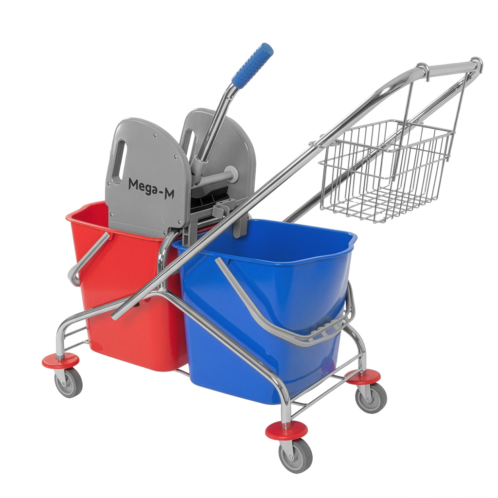 Mega-M Carrello Pulizie 2x23L con Strizzatore e Cestello