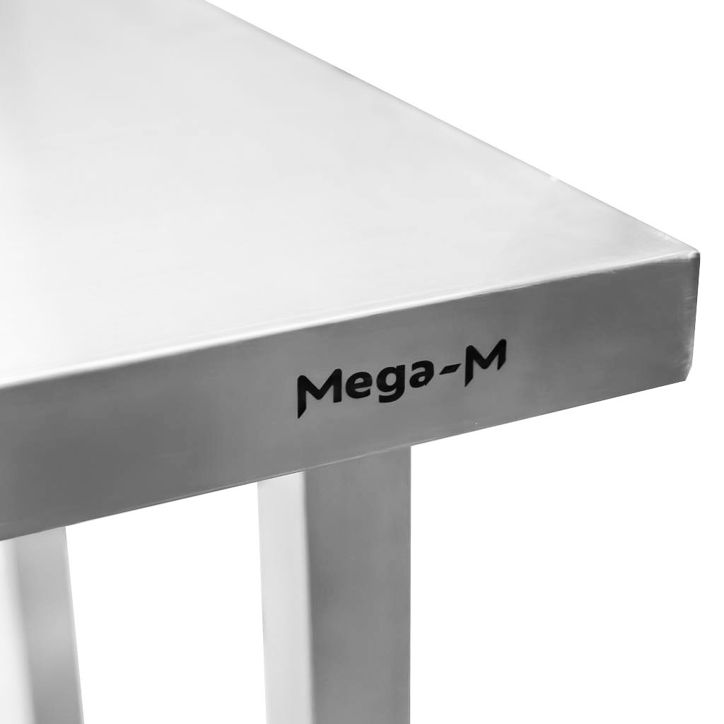 Mega-M Tavolo Inox 220x70x85 cm con Ripiano 6 Gambe