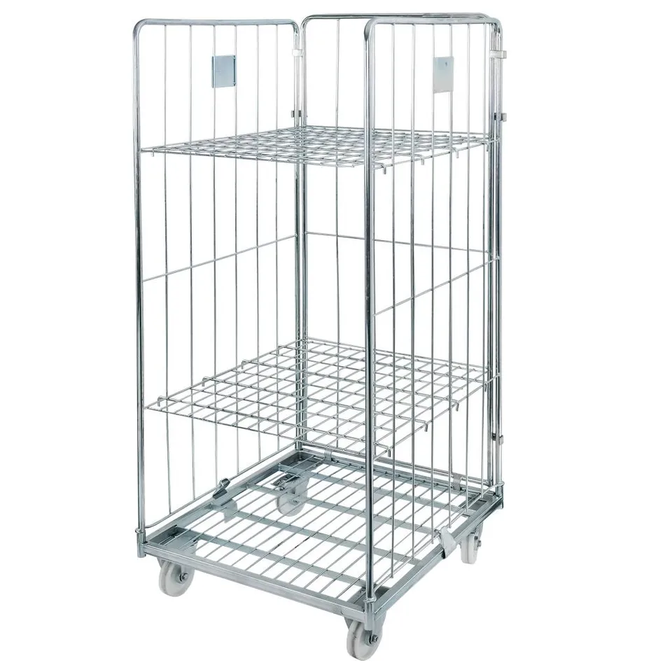 Mega-M Universal roll container zincato 3 sponde 2 ripiani