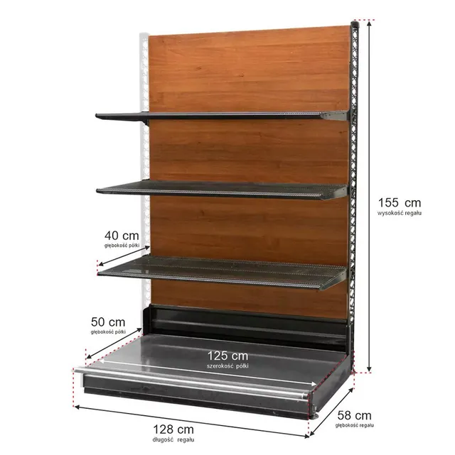 Wanzl 155x128 cm scaffale negozio 3 ripiani rovere