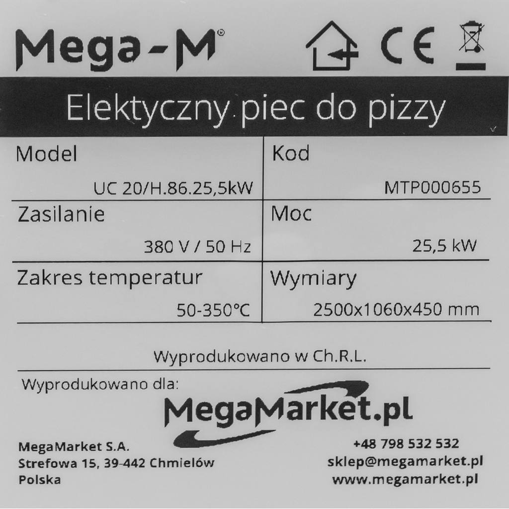 Mega-M UC20/H Forno Pizza Tunnel Elettrico 25,5 kW