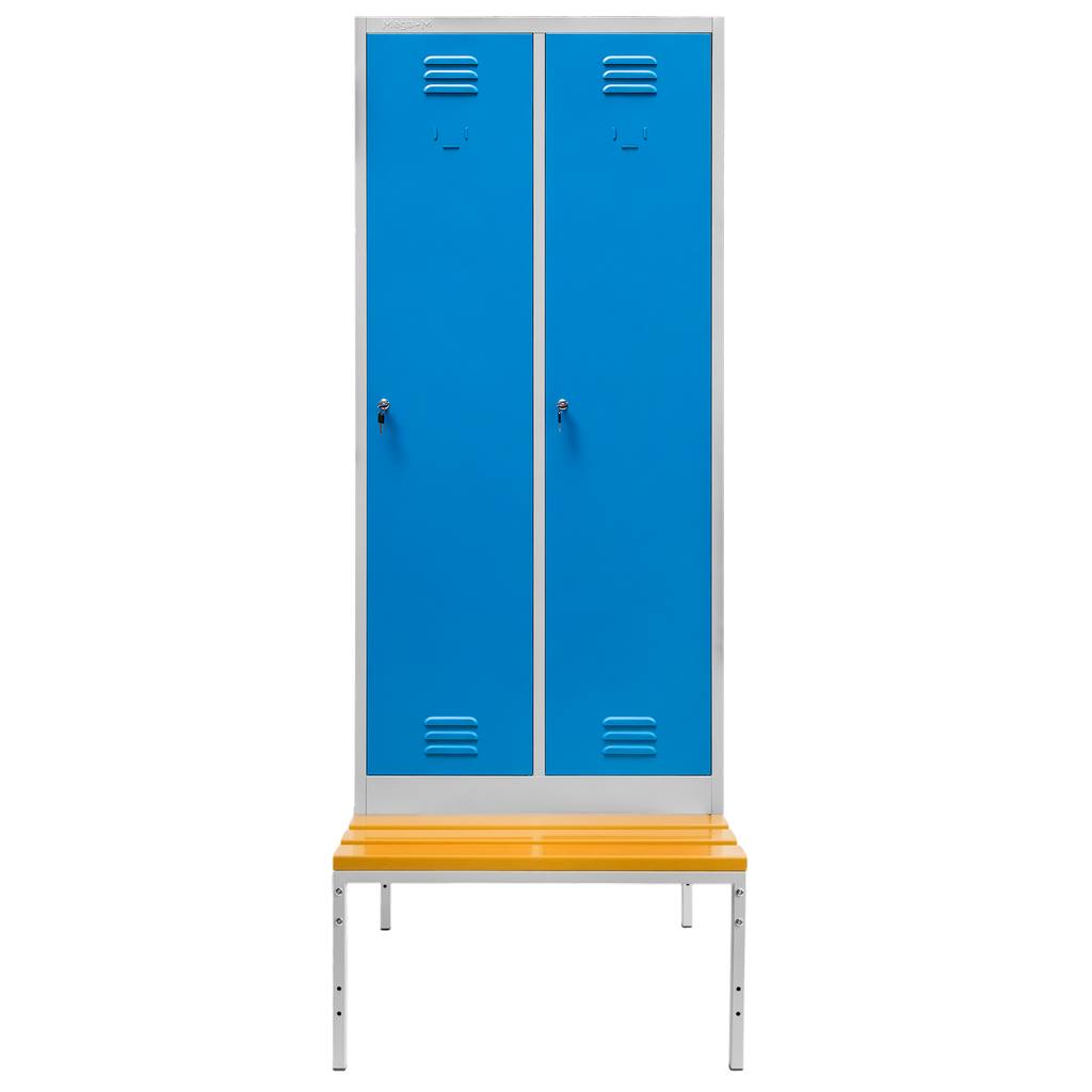 Mega-M Armadietto spogliatoio 2 ante 80 cm grigio blu con panca