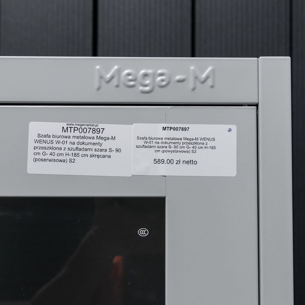 Mega-M Wenus Armadio Metallico Ufficio 90x40x185 Grigio Vetrina