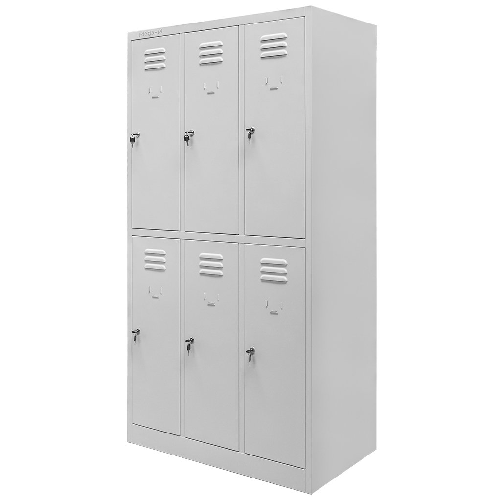 Mega-M Armadietto Spogliatoio Metallo 6 Ante 90x50x180 Grigio