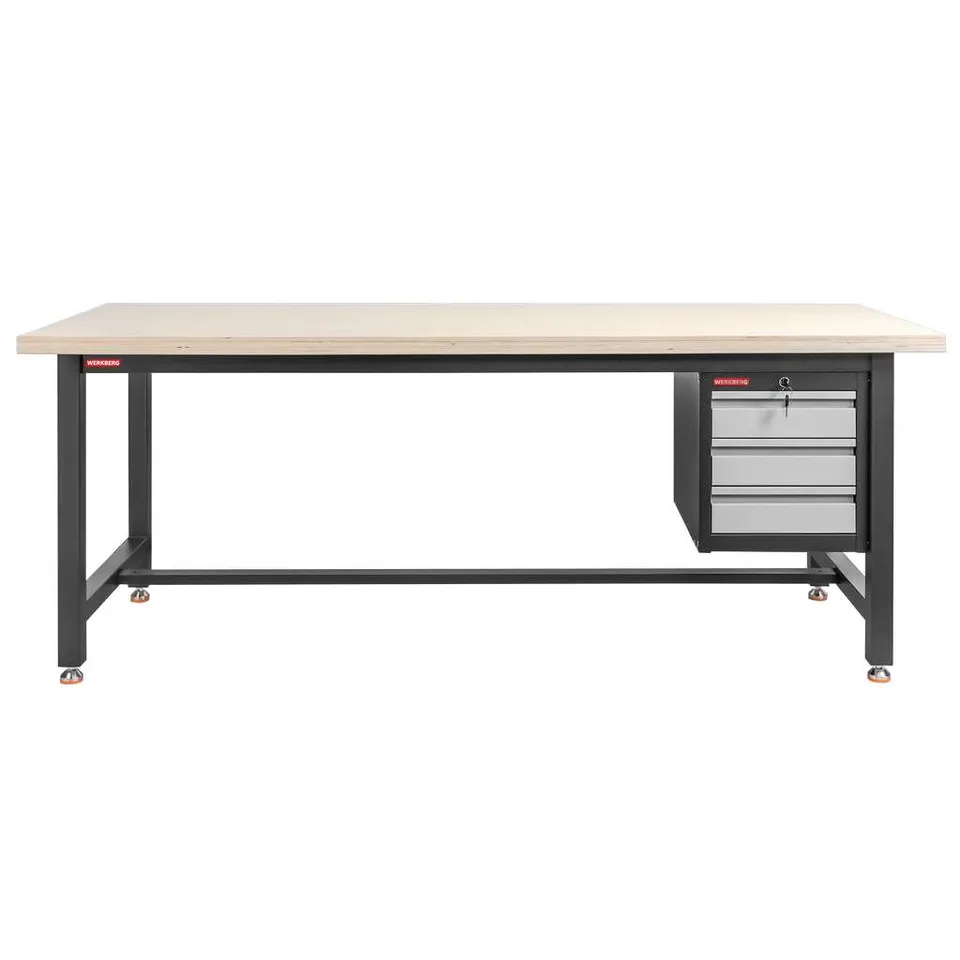 WERKBERG S-200 banco da lavoro 200 cm 3 cassetti grafite