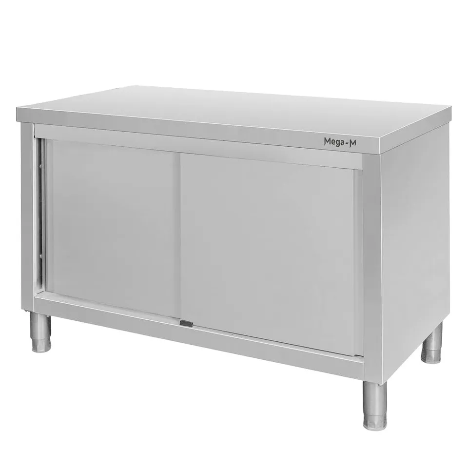 Mega-M 150x70x85 tavolo inox con armadio porte scorrevoli