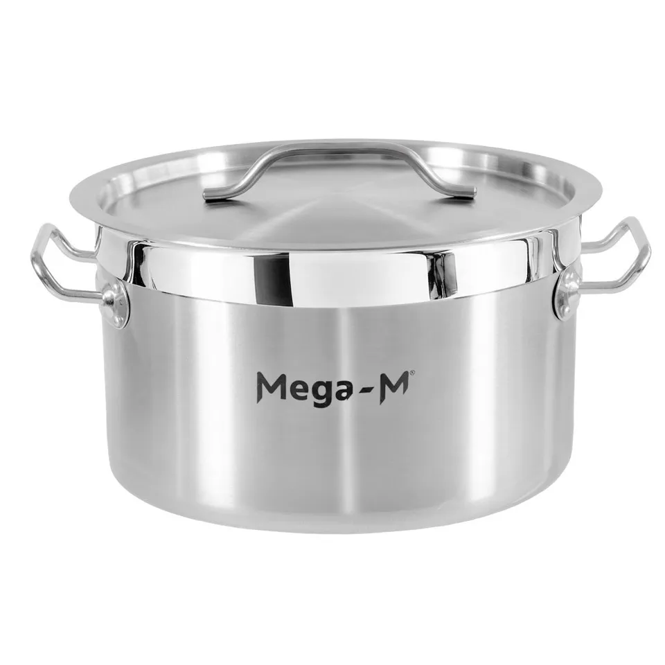 Mega-M Pro pentola bassa inox 12 L 30x18 cm con coperchio