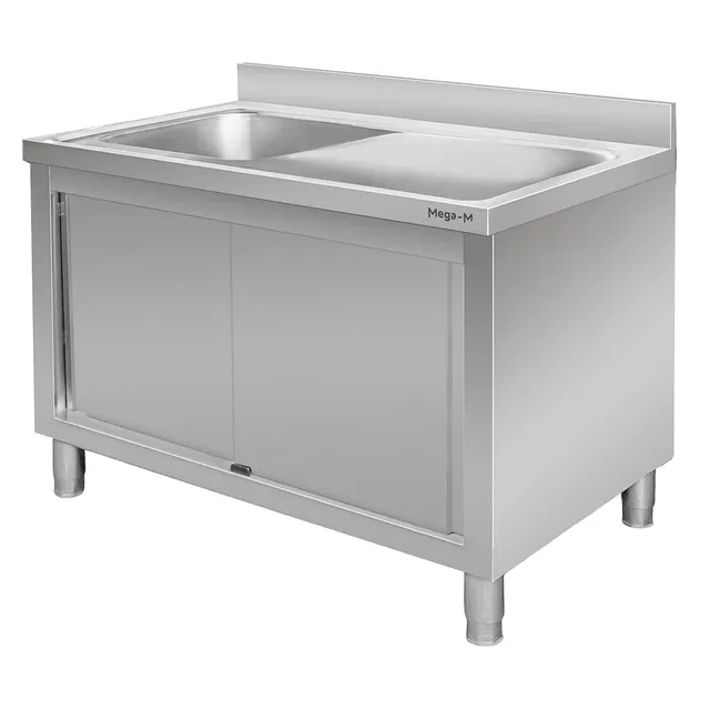 Mega-M 120x60x85 lavello inox vasca sinistra con armadio