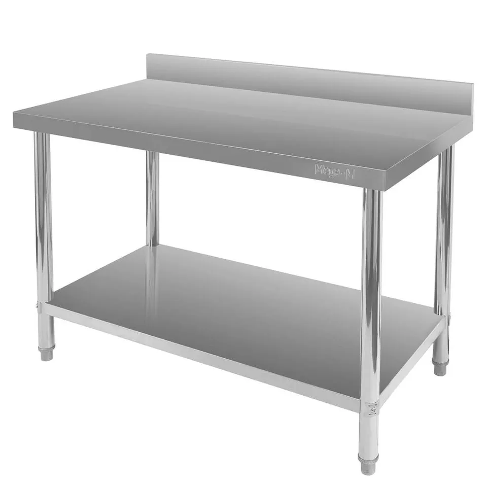 Mega-M X Standard tavolo inox con alzatina 120x70x85 cm ripiano