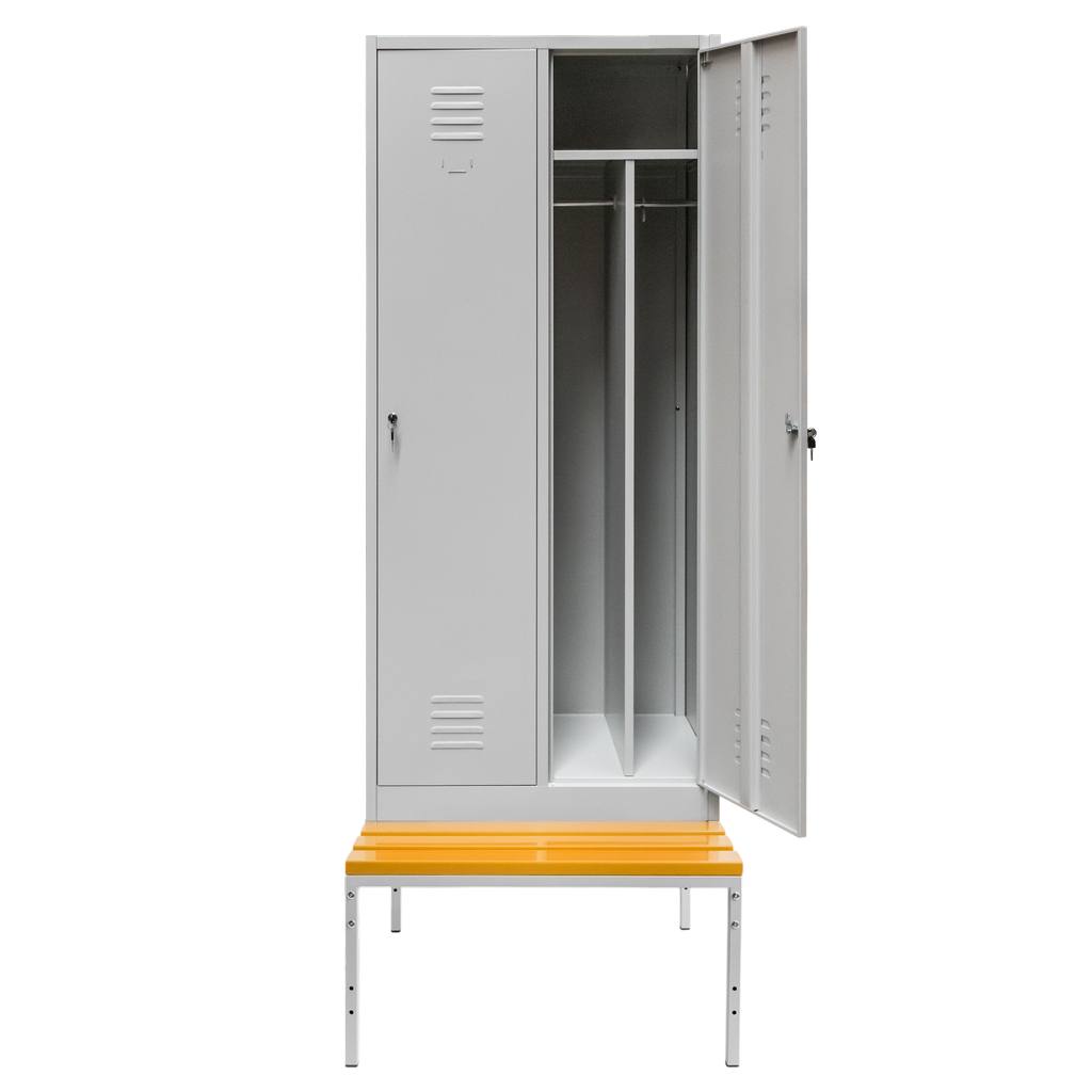 Mega-M S-80 armadietto spogliatoio 2 ante grigio con panca