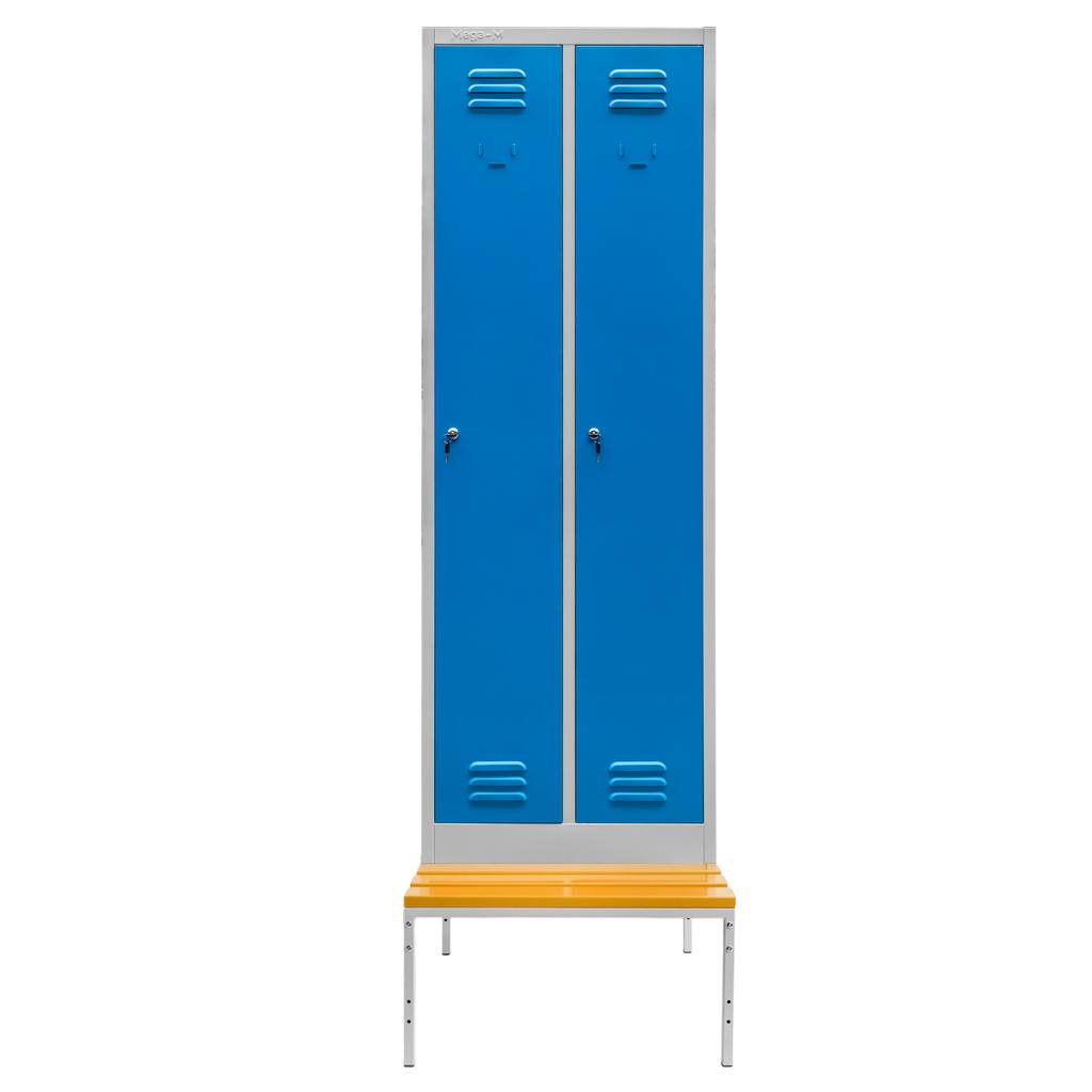 Mega-M S-60 armadietto spogliatoio 2 ante con panca grigio blu