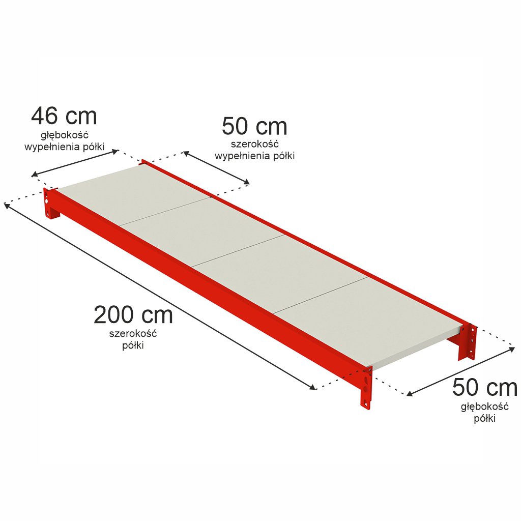Mega-M Fortis L-200 G-50 ripiano scaffale 200x50 cm 350 kg