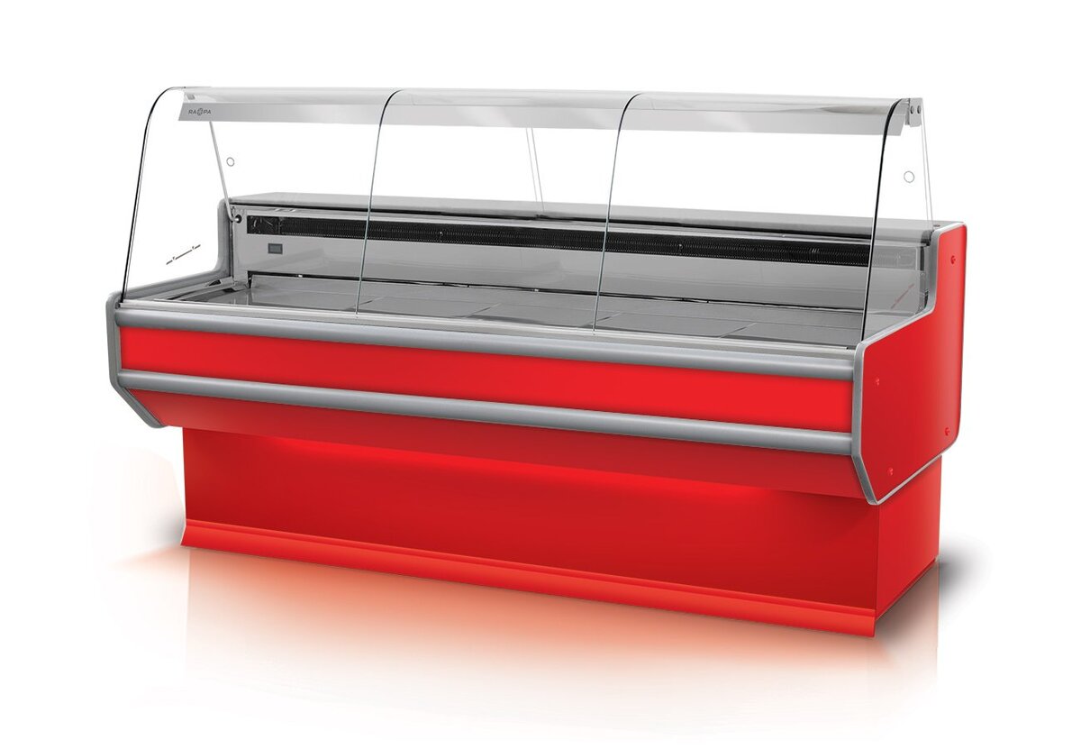 Rapa L-B2 banco frigo carne 179 cm vetro curvo LED