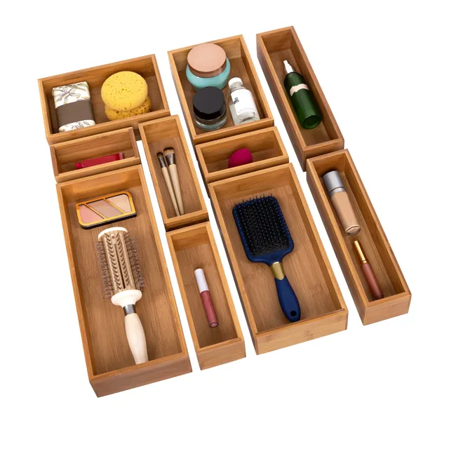Seville Classics set organizer cassetti bambù 10 pezzi cucina
