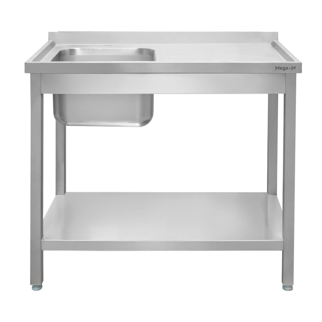 Mega-M 120x60x85 cm lavello inox vasca sinistra con ripiano