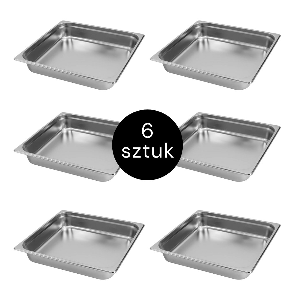 Mega-M GN 2/3 contenitore gastronorm inox 6,5 cm 6 pezzi