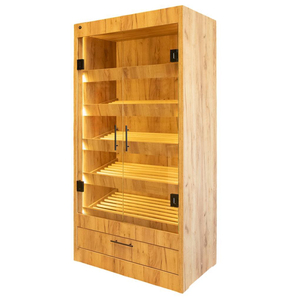 Mega-M 205x100x58 espositore pane vetro rovere kraft