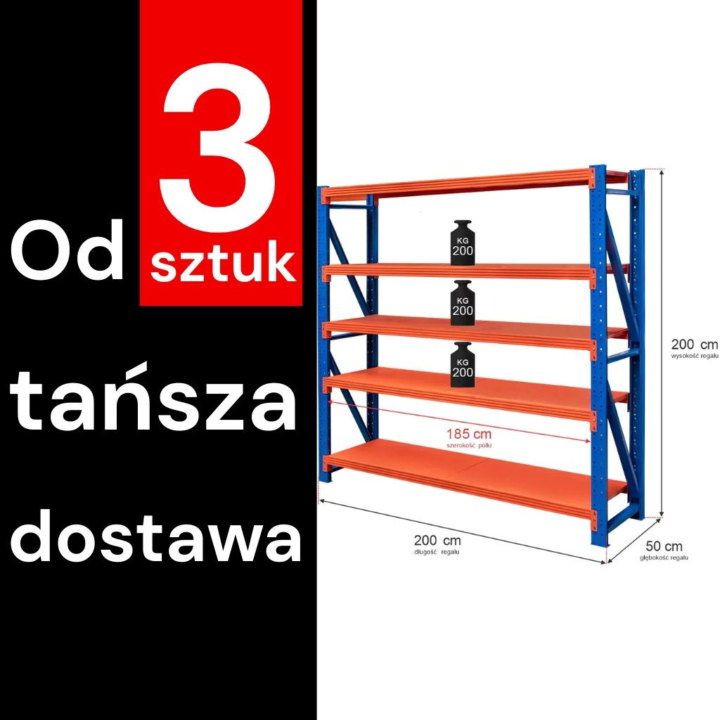 Mega-M Fortis Light scaffale metallo 5 ripiani 200x200x50