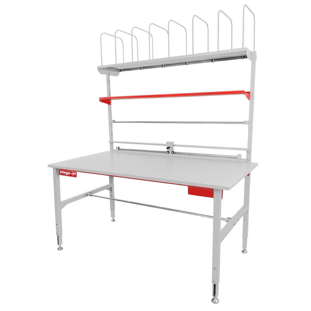 Mega-M S-200 Tavolo Imballaggio 200x80 cm Regolabile con Alzata