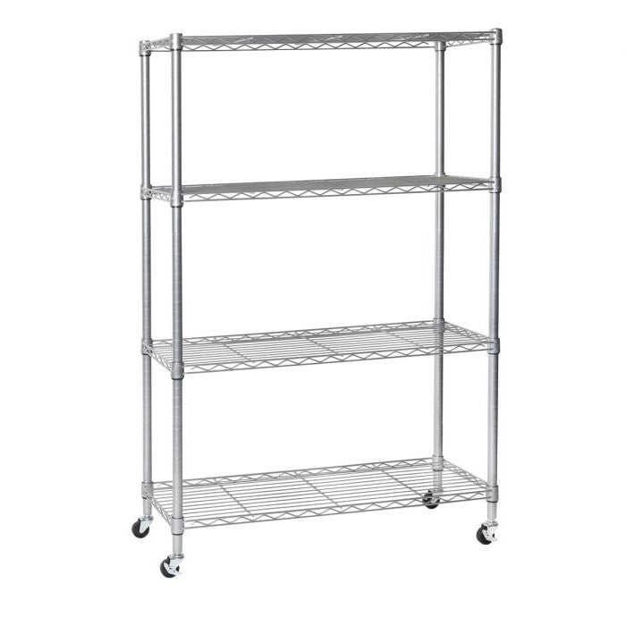Seville Classics Scaffale Acciaio 4 Ripiani Argento con Ruote