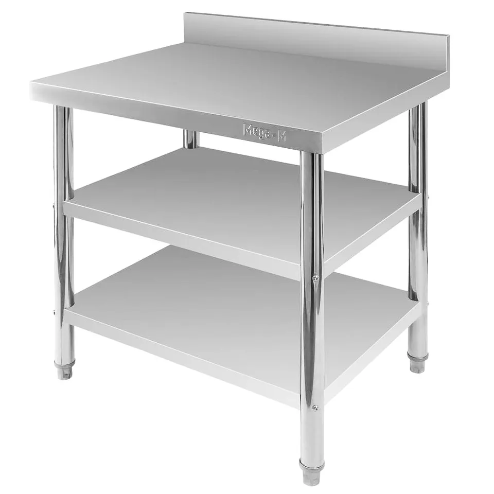 Mega-M X STANDARD tavolo inox 80x60x85 2 ripiani alzatina