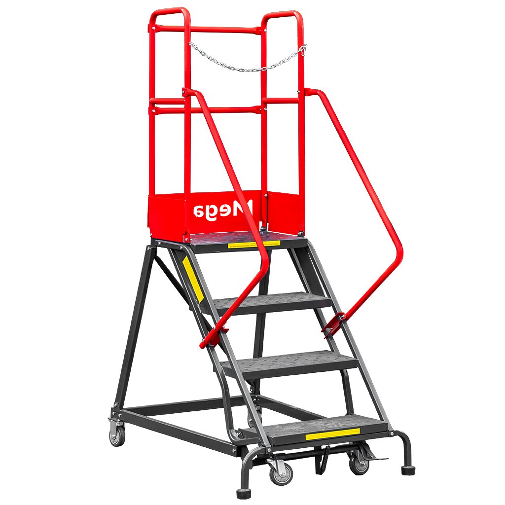 Mega-M H-102 scala magazzino 4 gradini con piattaforma