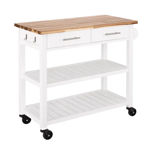 Seville Classics Carrello Cucina Acacia 2 Cassetti