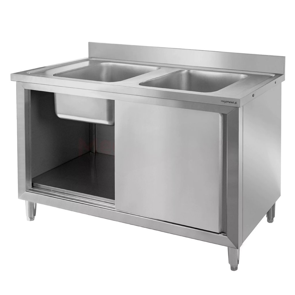 Mega-M 100x70x85 lavello gastronomico doppia vasca con armadio