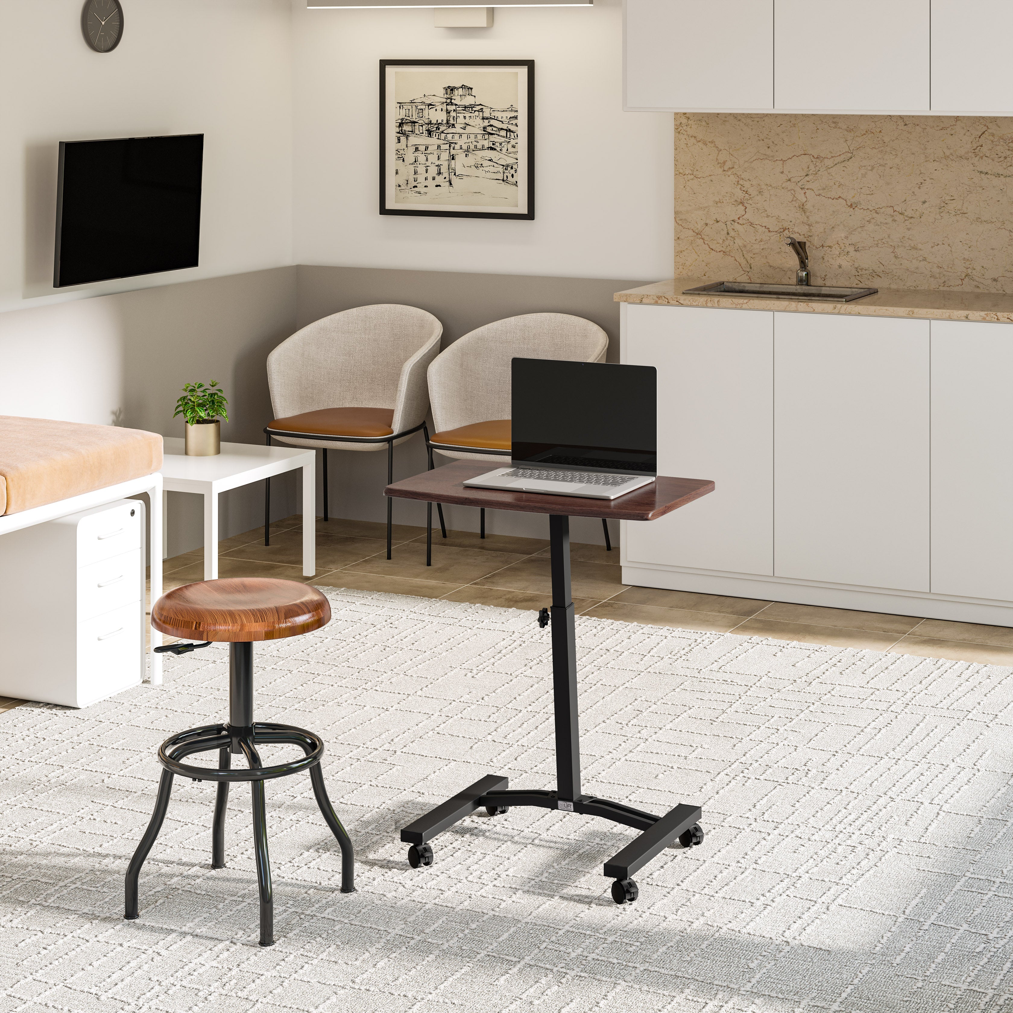 Seville Classics airLIFT carrello laptop noce regolabile 61-81 cm