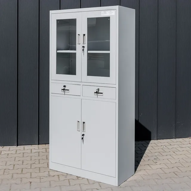 Mega-M Wenus Armadio Metallico Ufficio 90x40x185 Grigio Vetrina