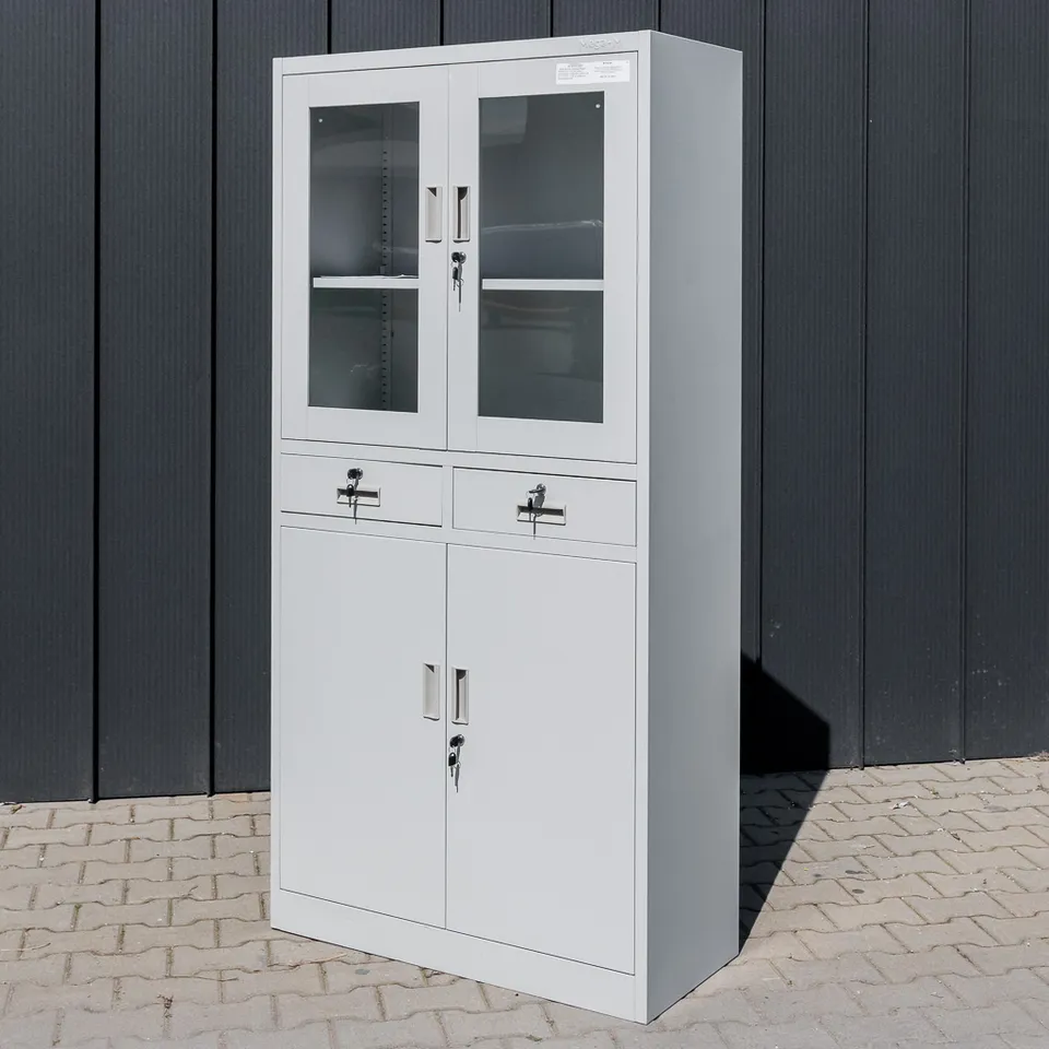 Mega-M Wenus Armadio Metallico Ufficio 90x40x185 Grigio Vetrina