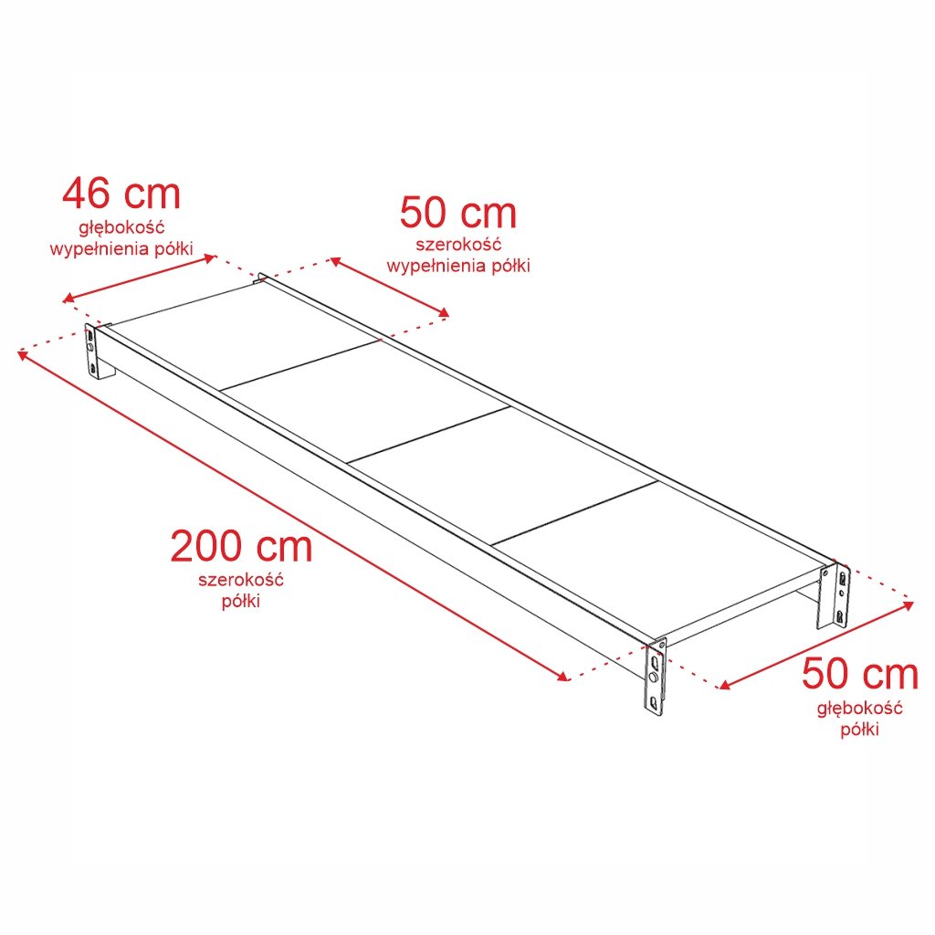 Mega-M Fortis scaffale metallo 4 ripiani 240x217x50 base