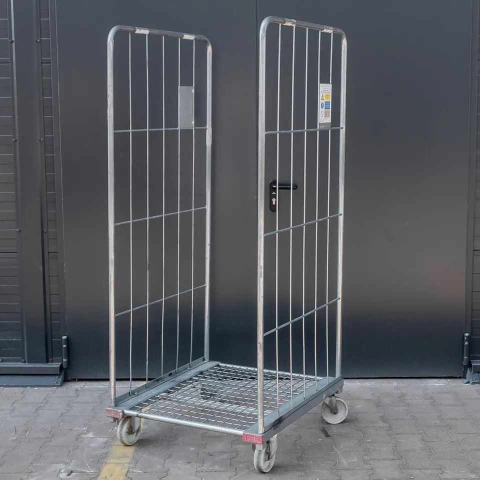 Rollcontainer rete carrello logistico 2 sponde base a rete
