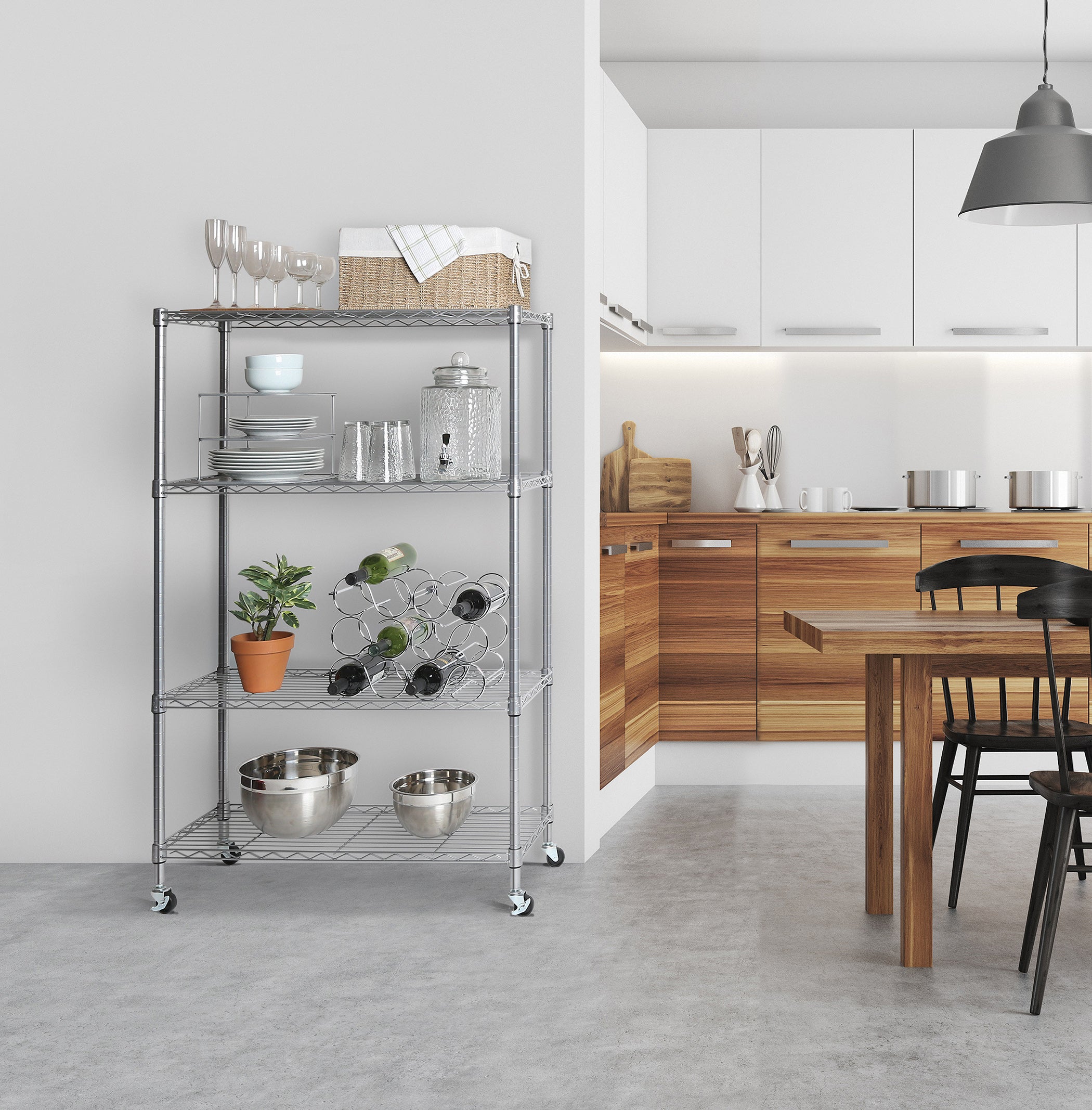 Seville Classics scaffale acciaio 4 ripiani 91x35 cm con ruote
