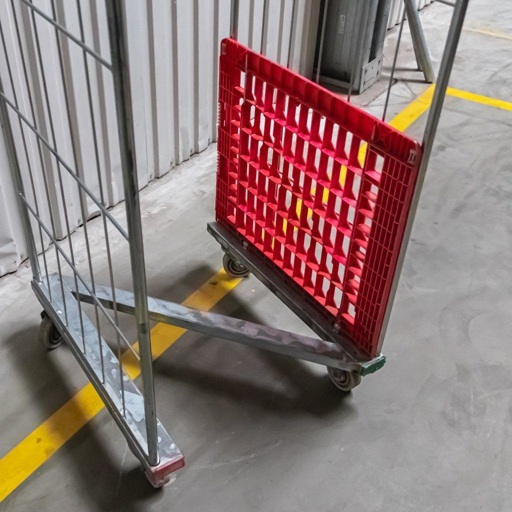 Mega-M roll container carrello a rete rosso 500 kg 2 sponde