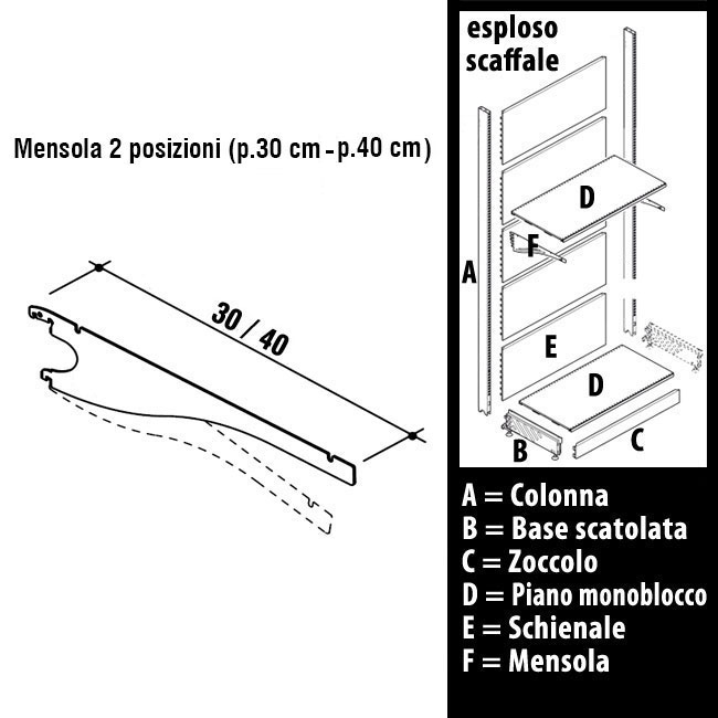 Agosistem Mensola 2 posizioni scaffale bianco RAL 9010