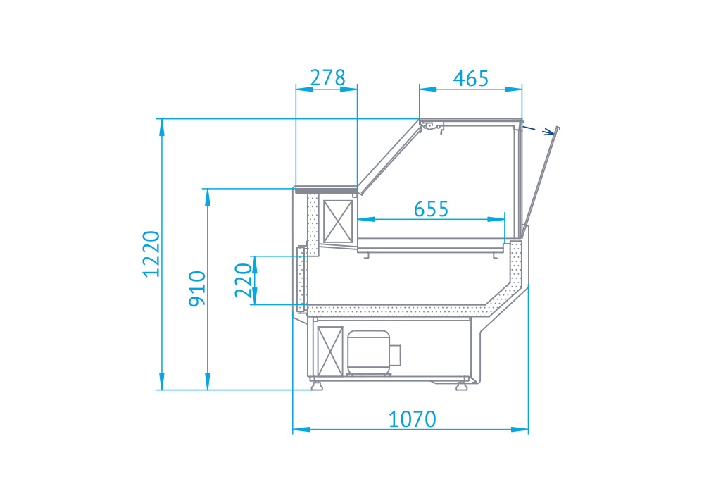 Rapa L-F 123/107 Banco frigo carne vetro dritto Plug-in