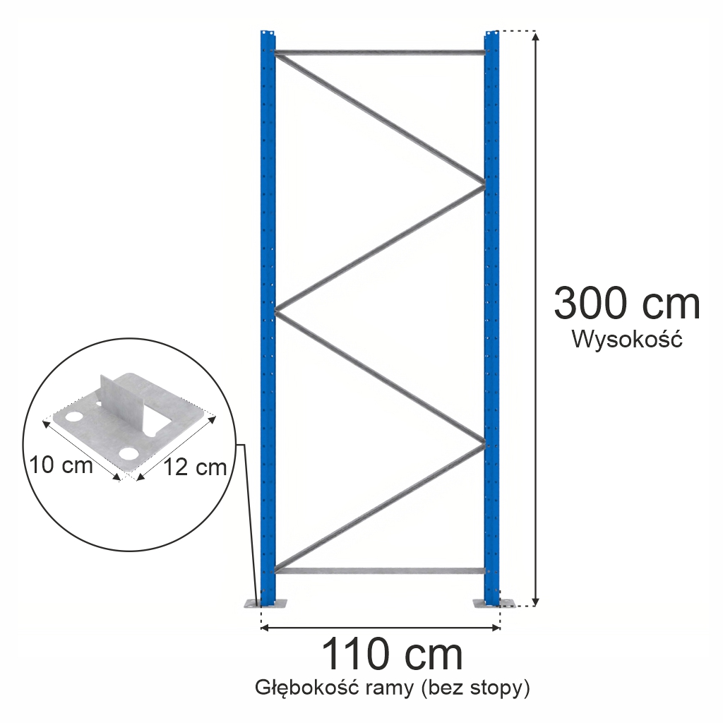 Mega-M XR spalla portapallet blu H-300 G-110 cm